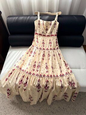 Agua by Agua Bendita | Dresses | Agua Bendita Cinefila Madera Maxi Dress  Blue Ivory Floral Linen Strapless S | Poshmark